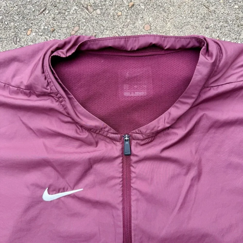 Y2K Nike Men's Purple 1/4 Zip Short Sleeve Training Pullover T-Shirt Mock Neck L